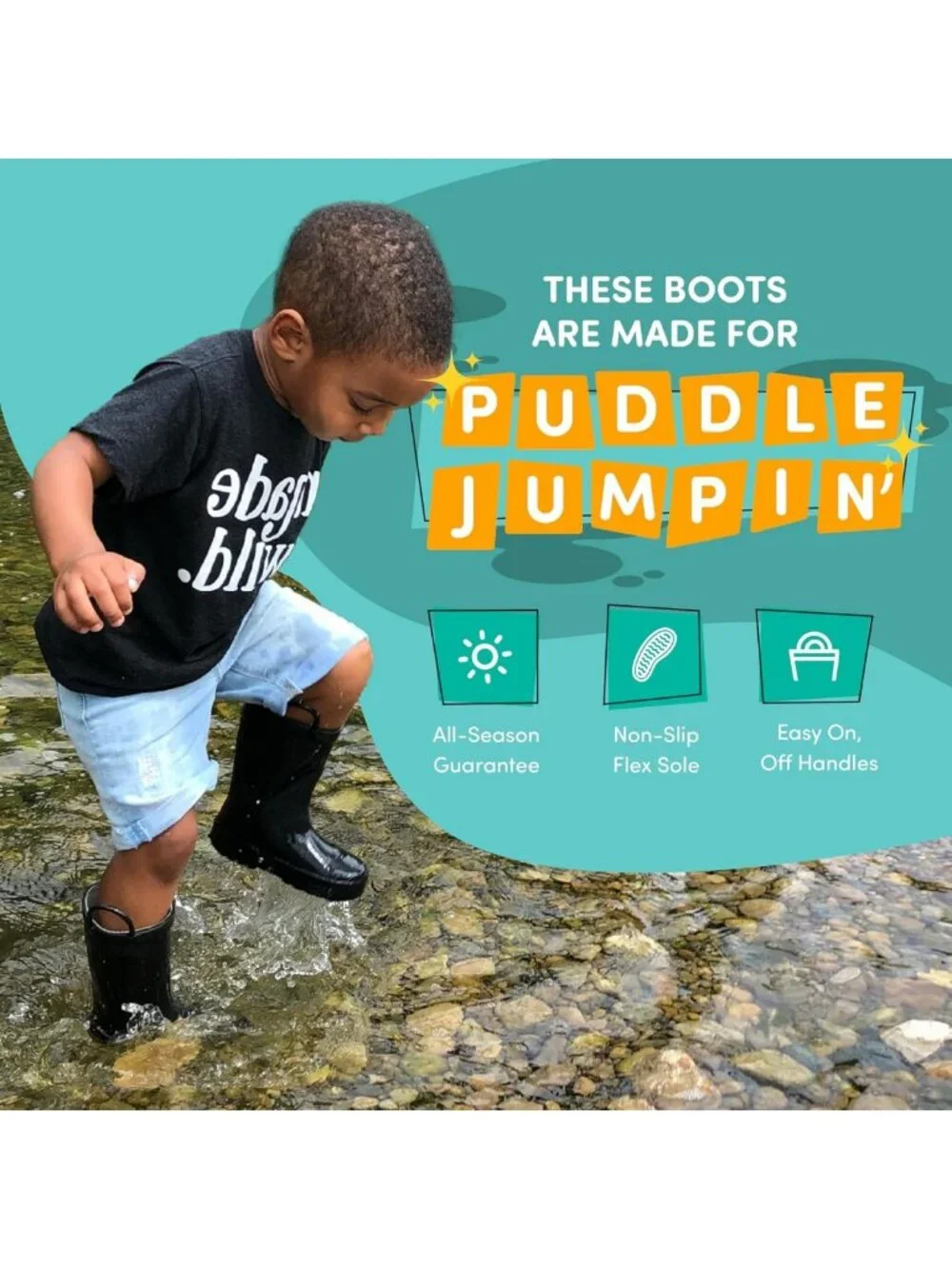 Premium Natural Rubber Rain Boots for Toddlers & Kids | Solid Design, Waterproof